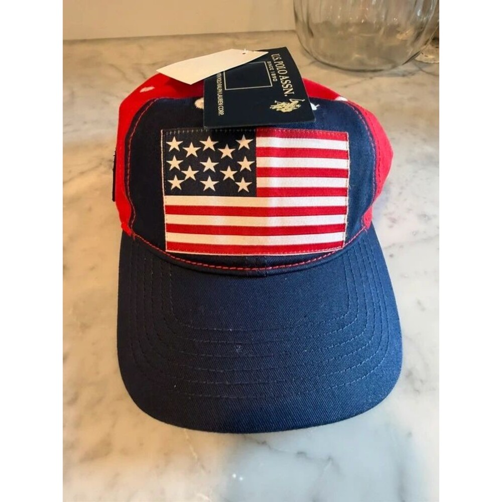 US Polo Assn Patriotic Flag Hat New With Tags Patch Embroidered OSFM